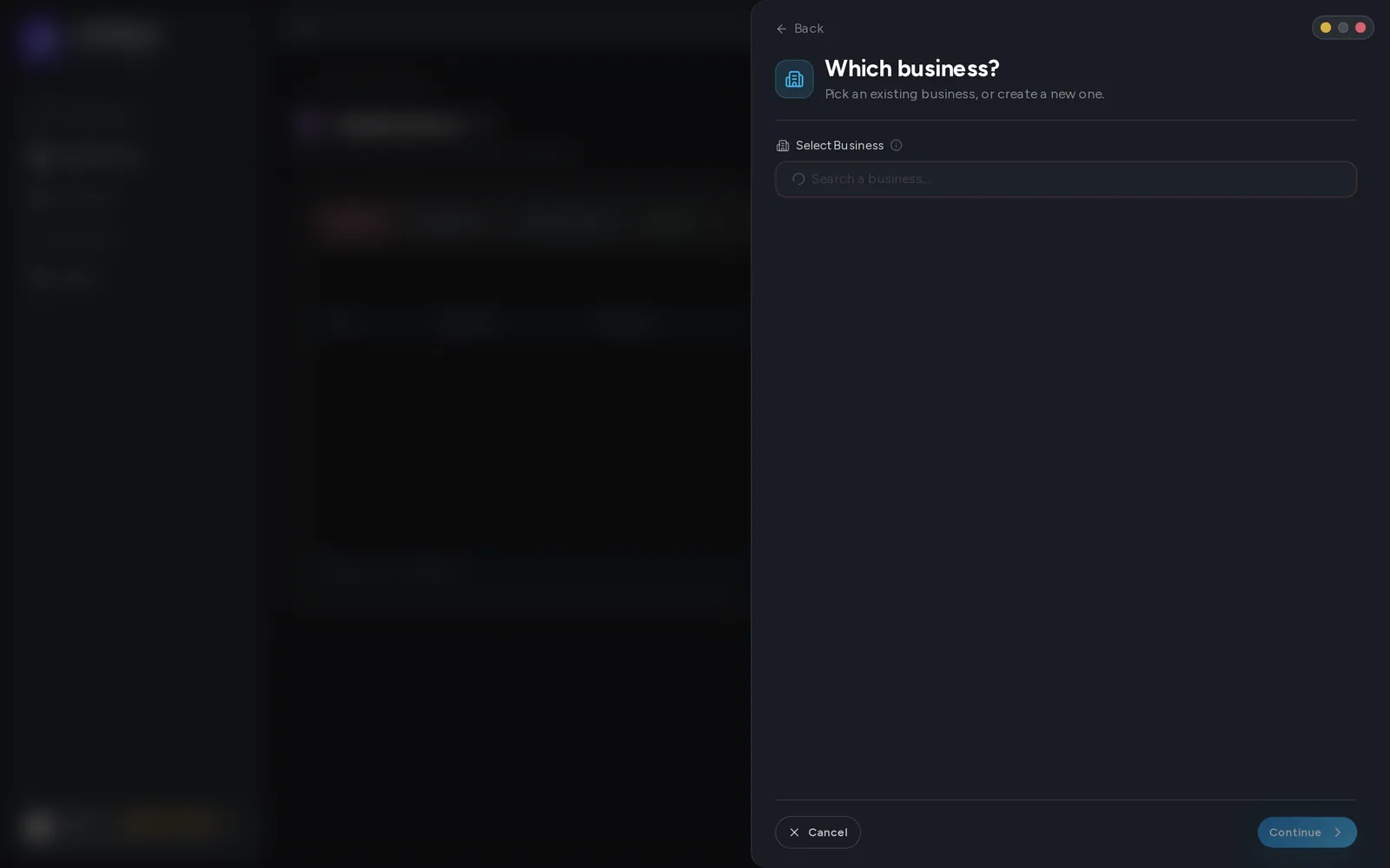 The referral partner's own create-a-lead form, asking which business to search for or add.