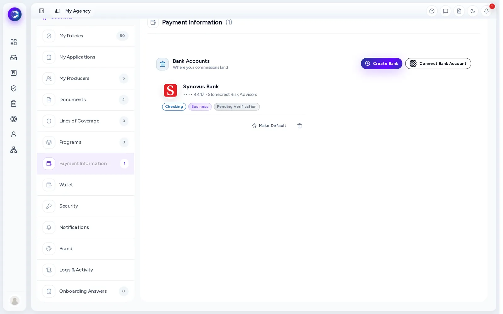 The Payment Information tab, where your tax form and bank account live.