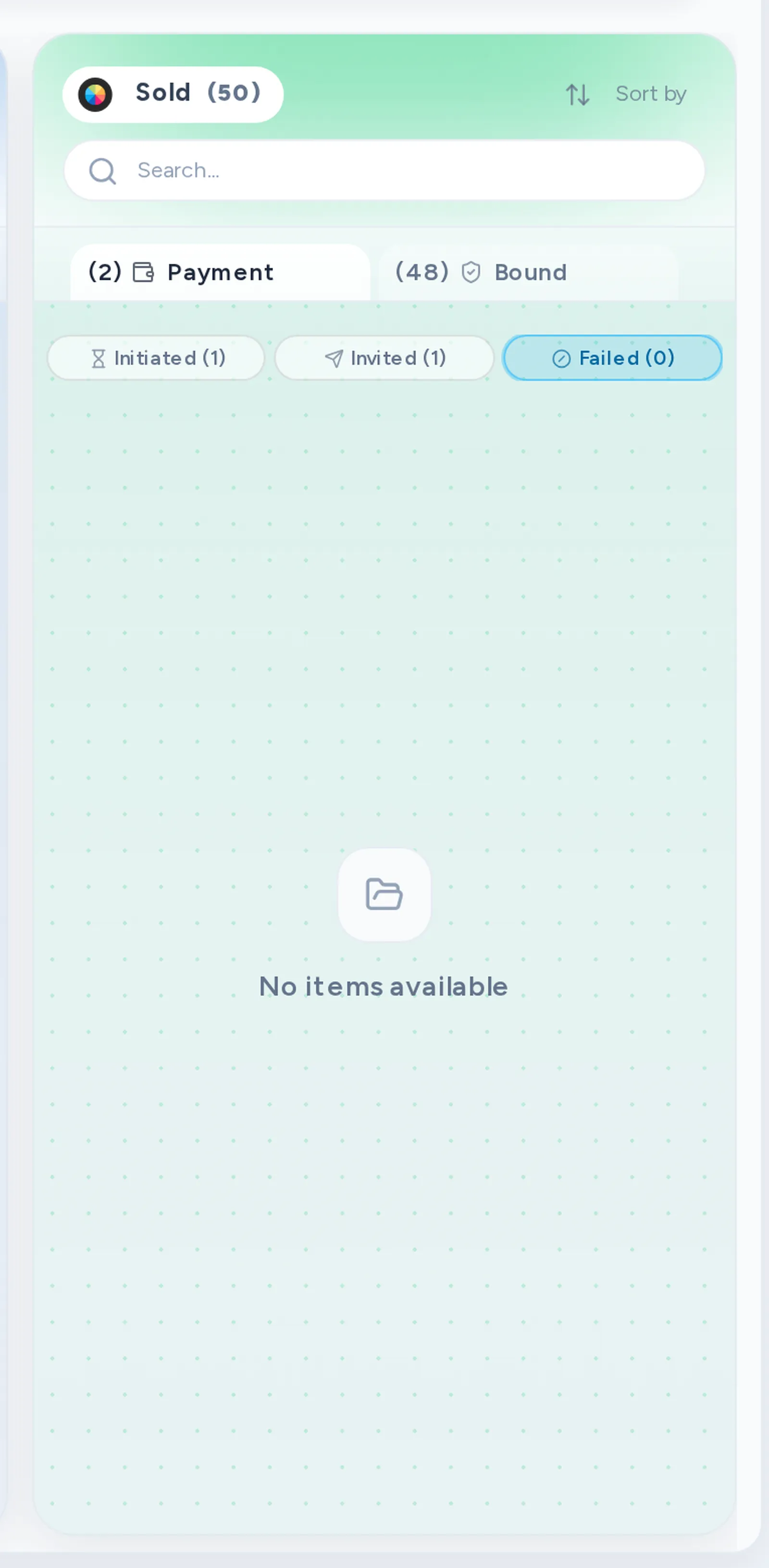 A close-up of the Failed tab on the Pipeline board, empty.