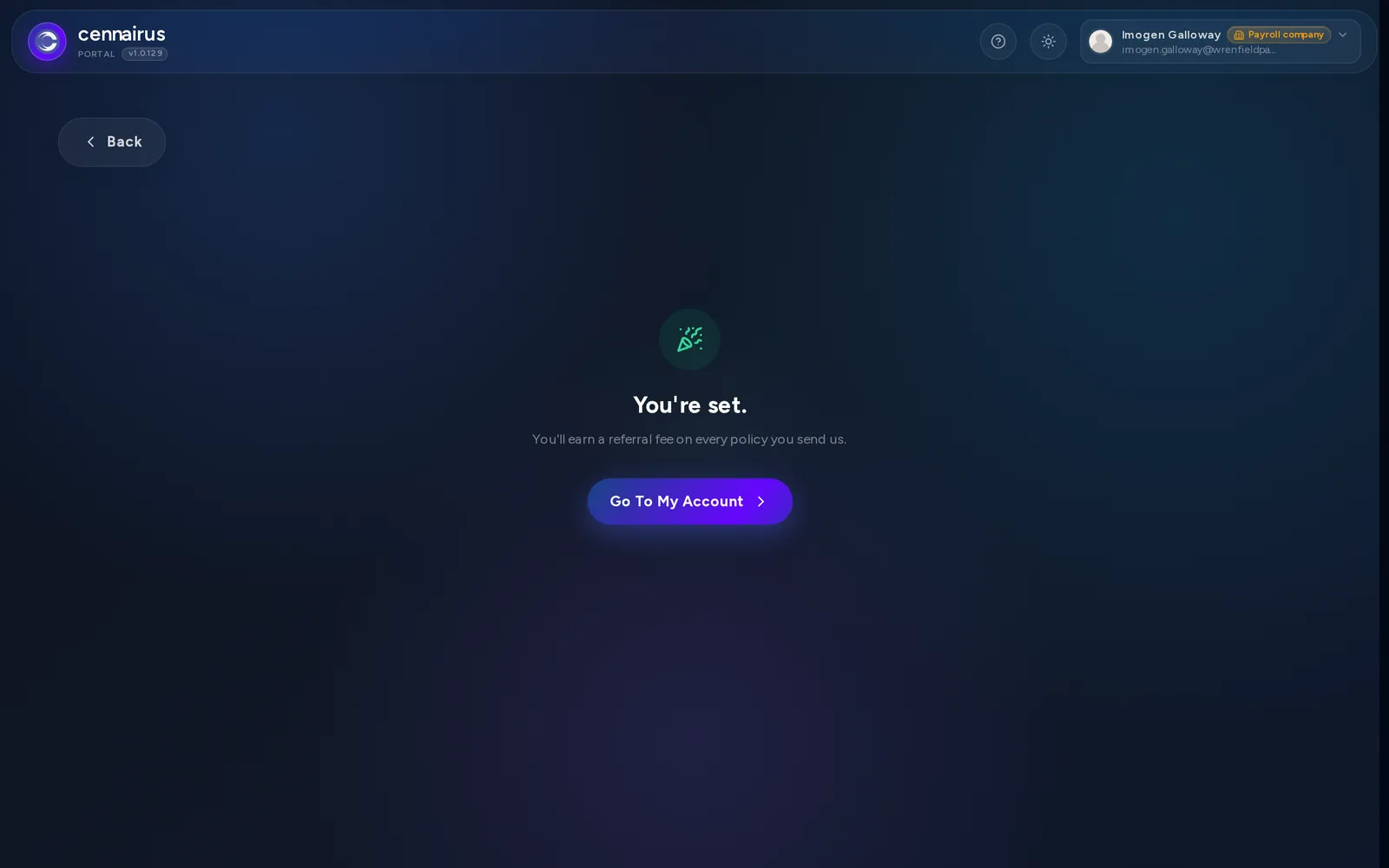 The You're set screen at the end of the setup.