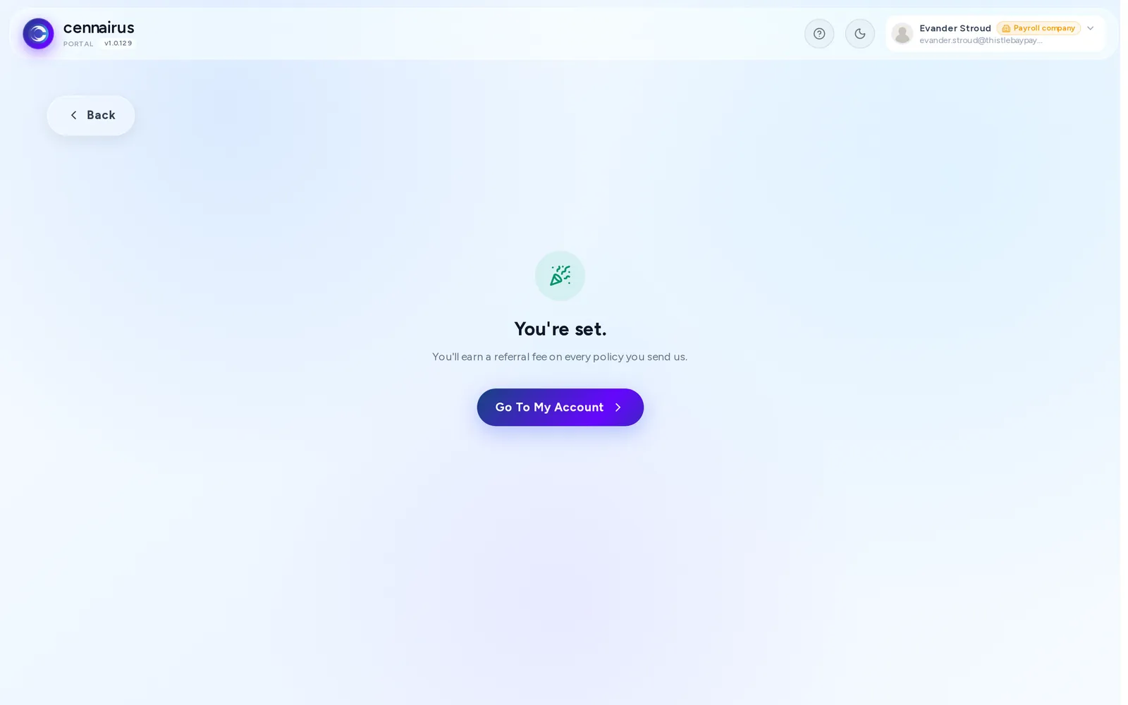 The You're set screen at the end of the setup.